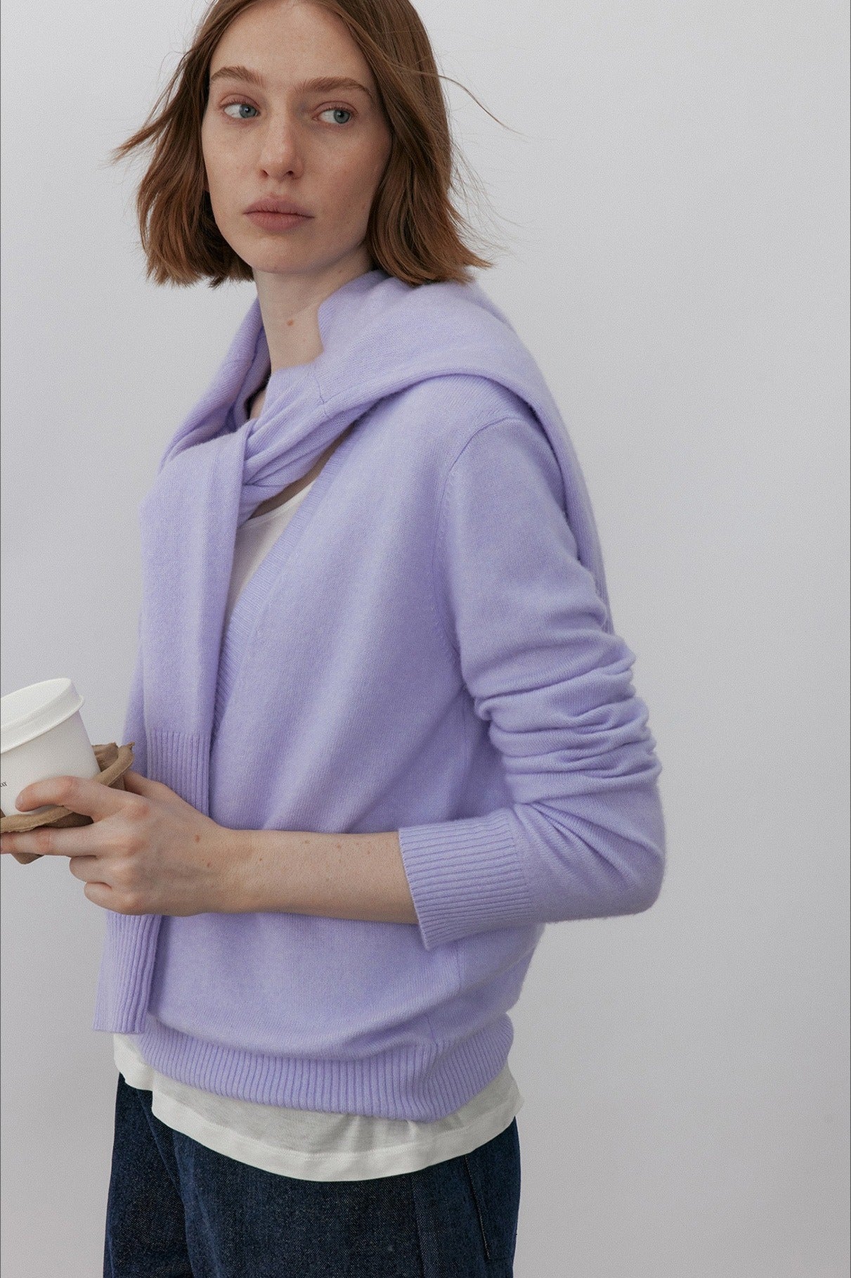 Wool blend deep V-neck cozy sweater | 2 color