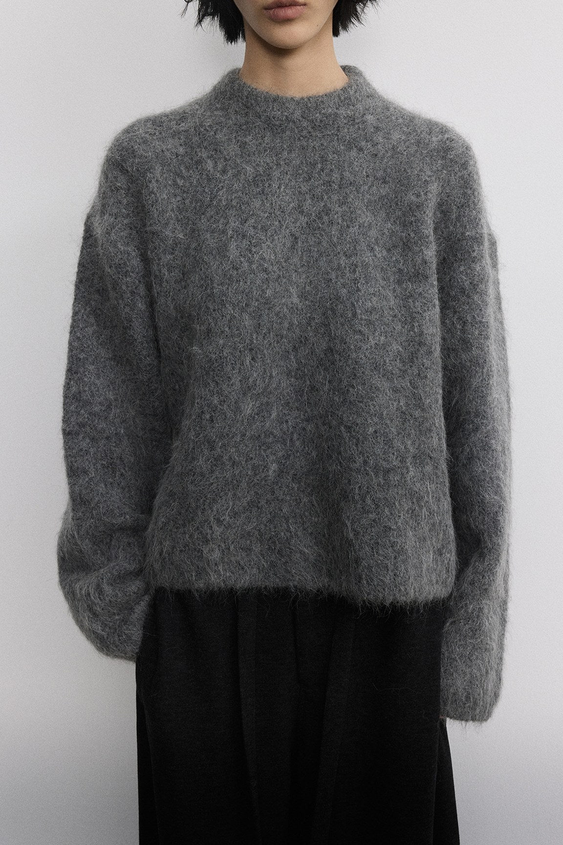 Alpaca wool blended long hair sweater | 6 color