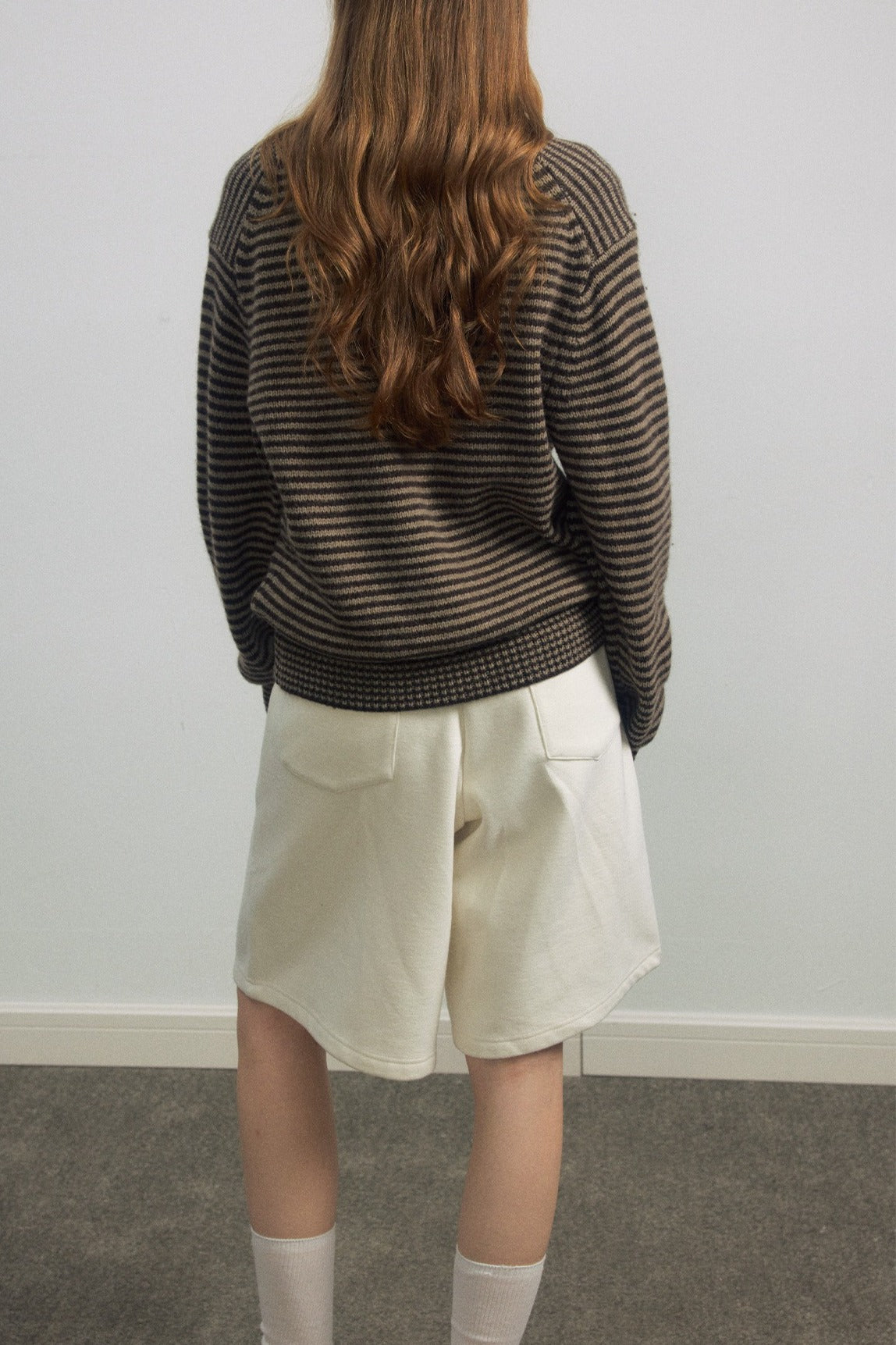 Wool blend contrasting stripes V-neck sweater | 4 color