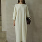 Wool blend straight back ribbon dress | 3 color
