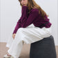 Cotton blend curved classic high-rise jeans | 3 color