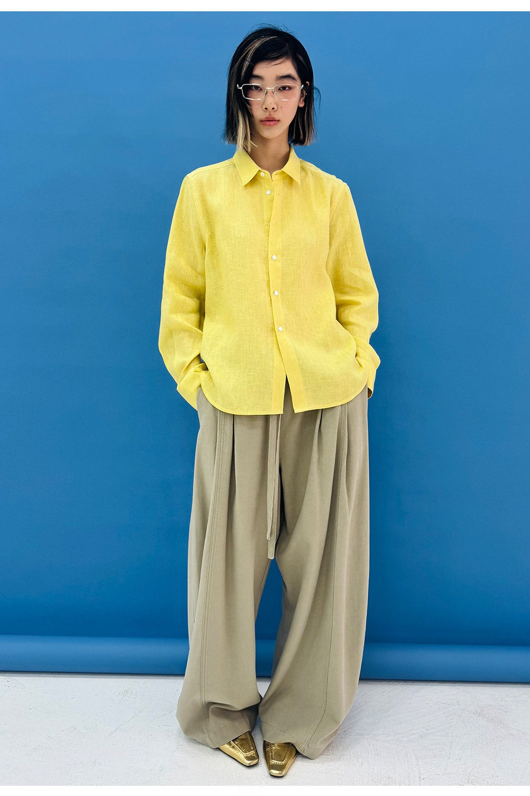 Tencel-cotton fluid drape loose pants | 4 color