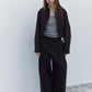 Cotton blend tactile texture cropped shirt | 3 color