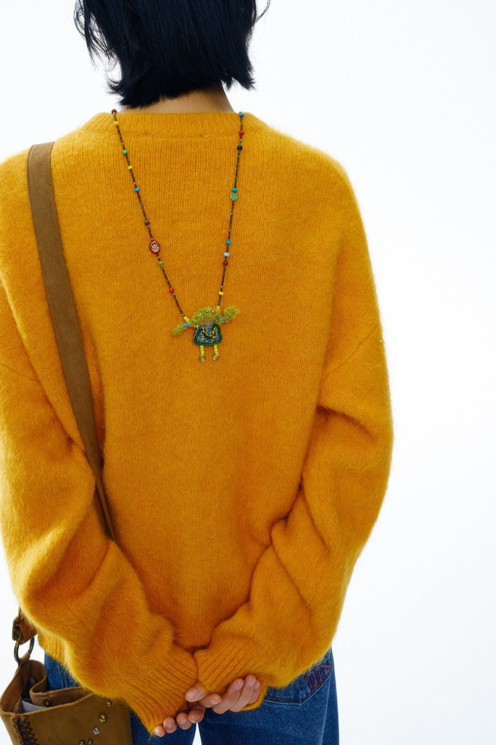 Collar colgante de peluche tejido a mano | 2 colores