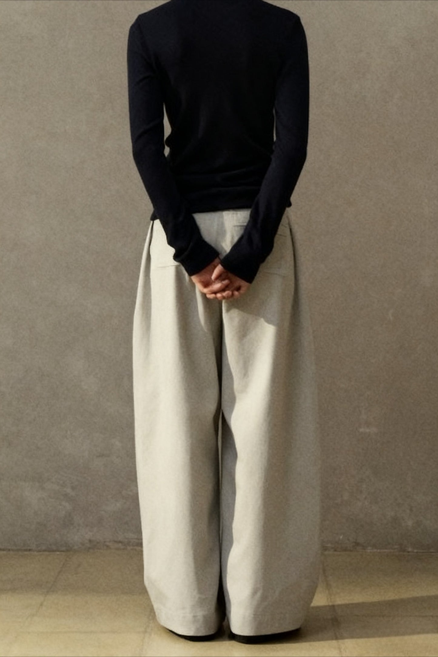 Pantalones casuales de pierna ancha con acabado mate en mezcla de algodón | 3 colores