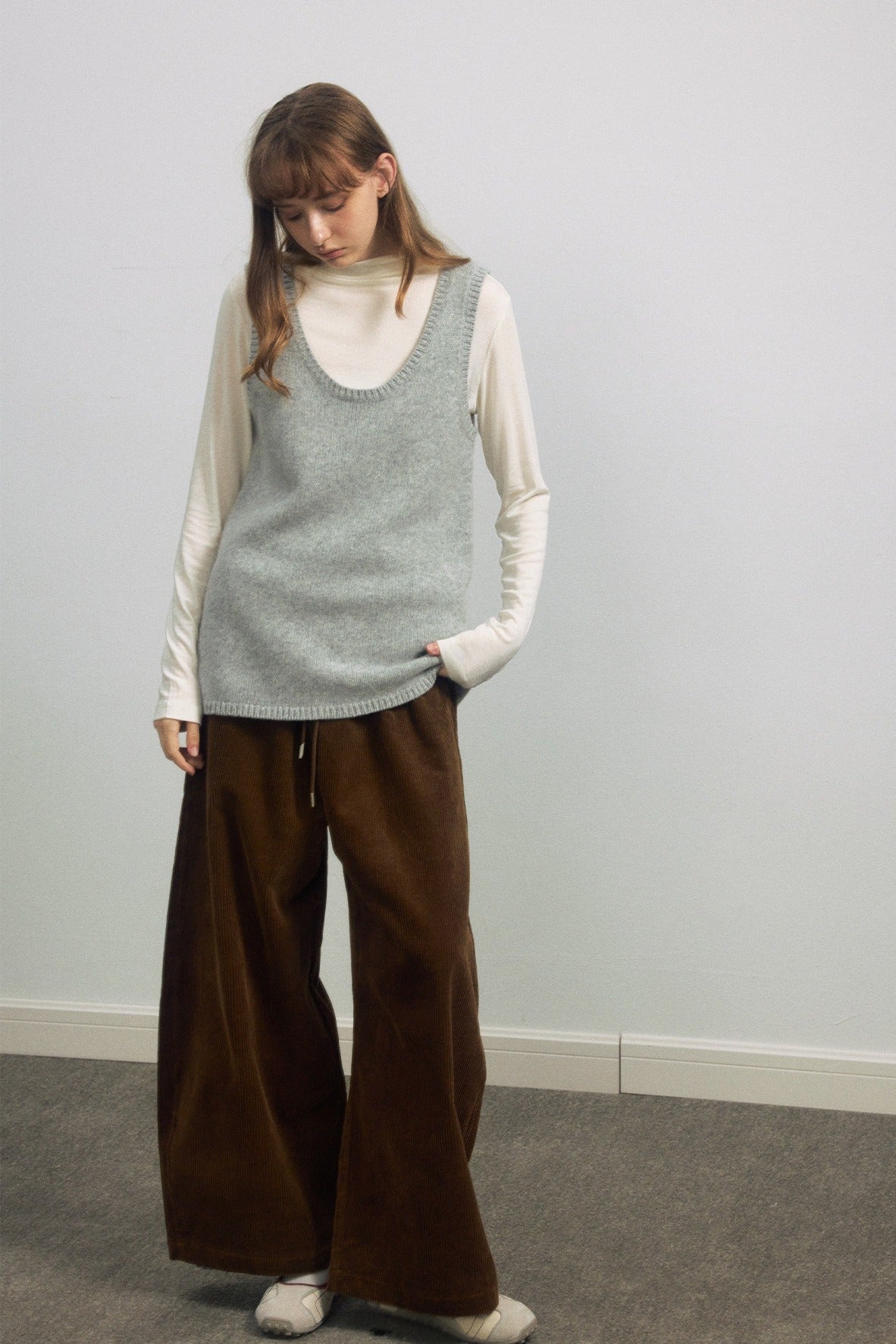 100% cotton wide-leg scythe-shape corduroy pants | 5 color