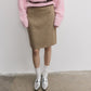 Sheep wool blend retro-inspired corduroy skirt | 2 color