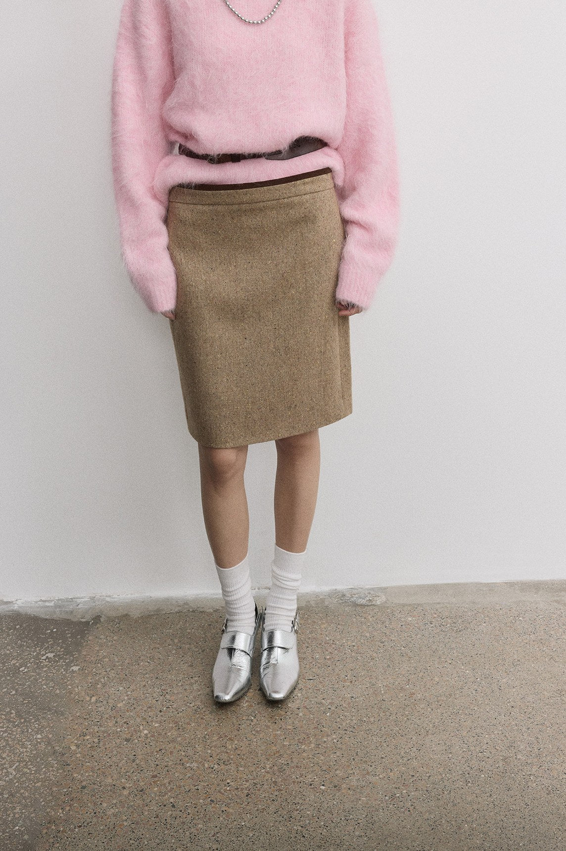 Sheep wool blend retro-inspired corduroy skirt | 2 color