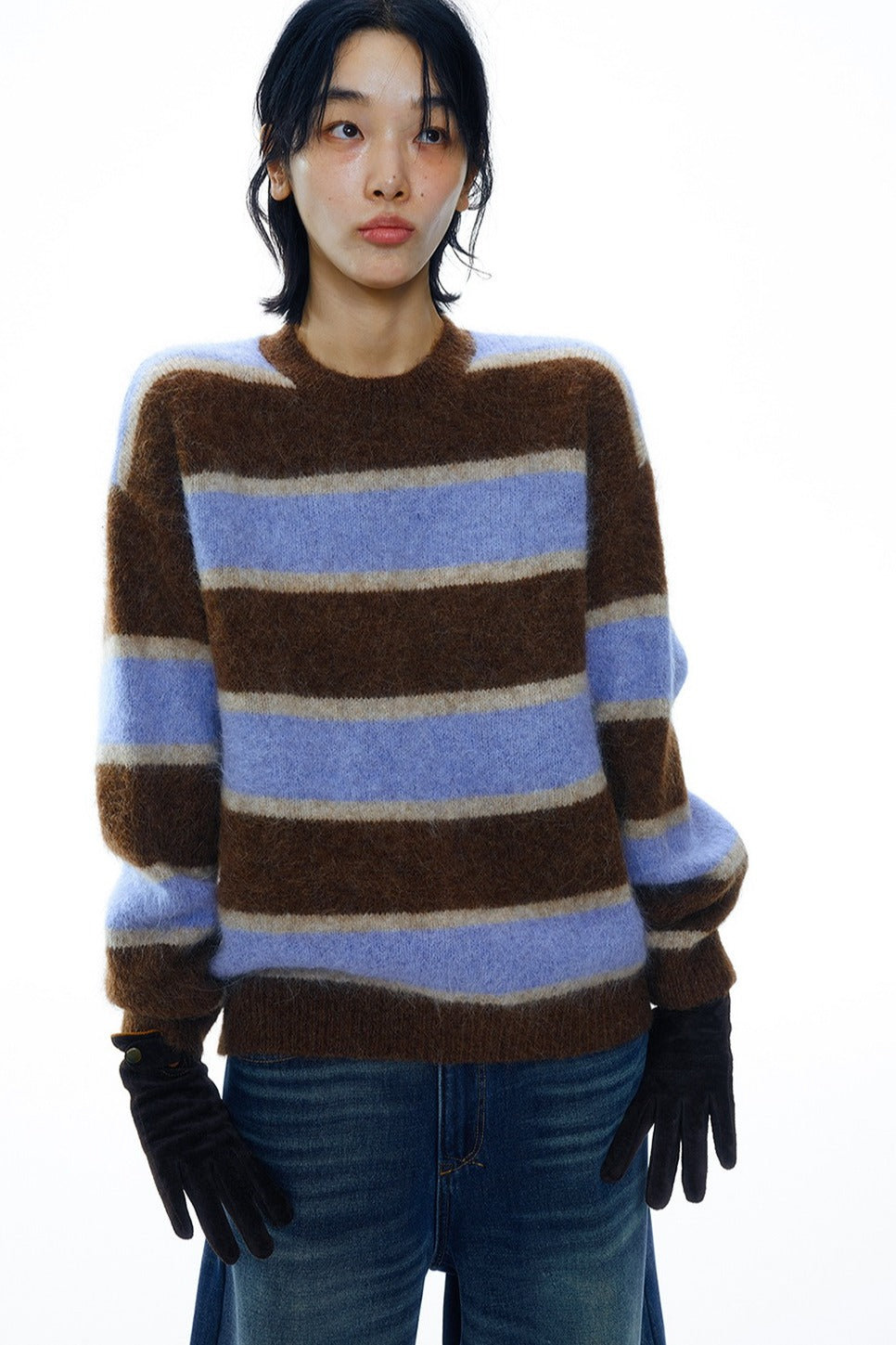 Alpaca blend bold stripe sweater | 4 color