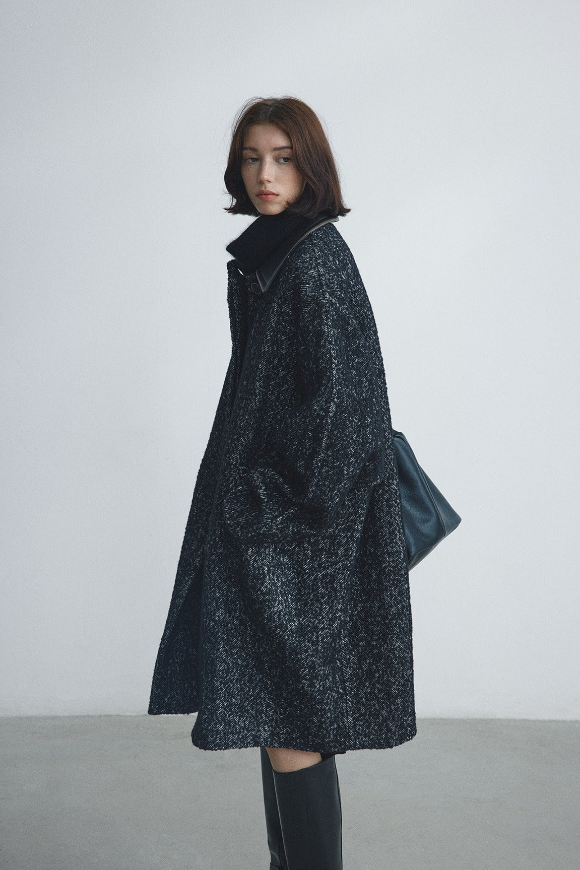 Wool blend PU collar coat | 2 color