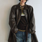 Mid-length cracked finish matte PU jacket | 2 color