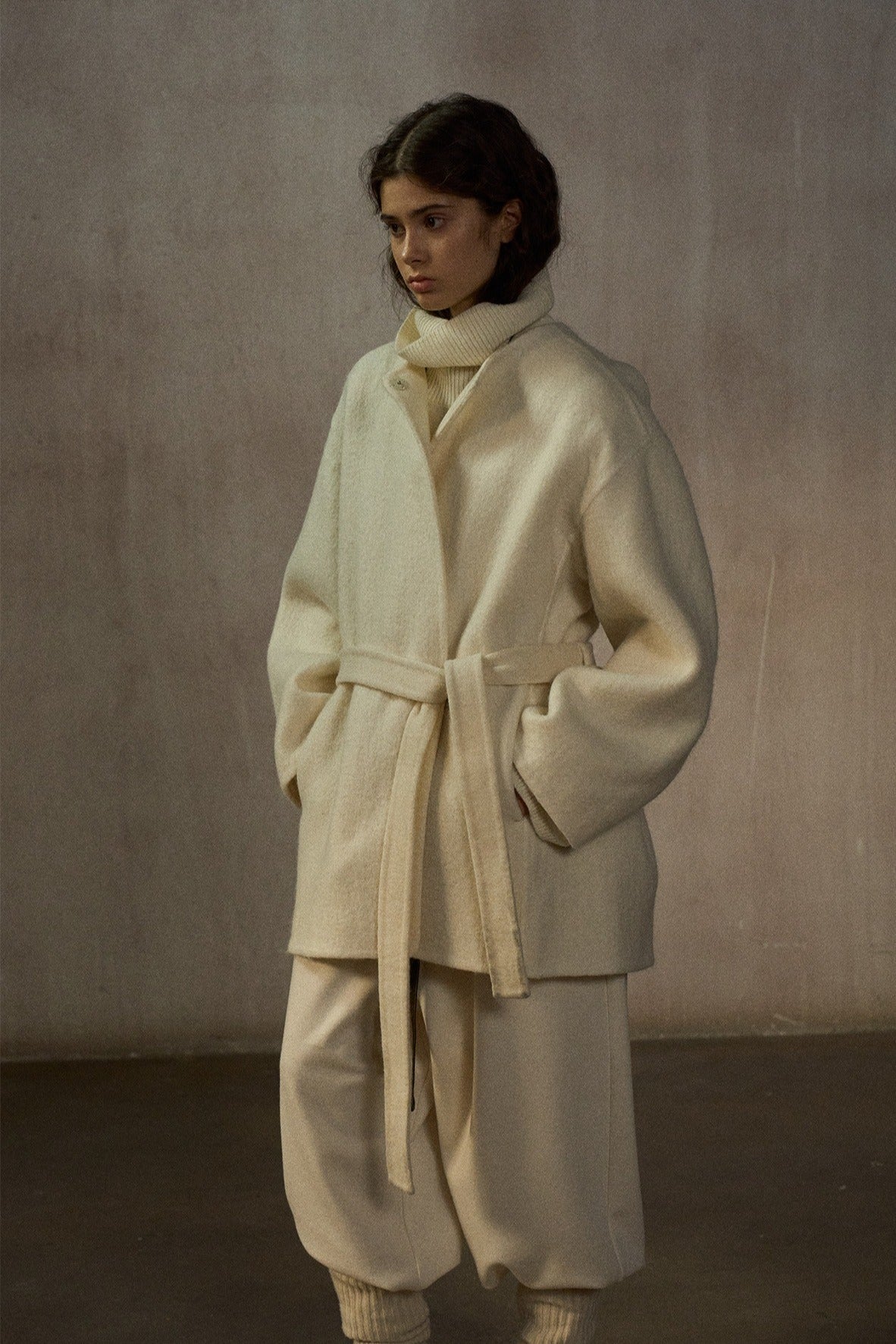 Wool blend double-faced mid-length coat | 3 color