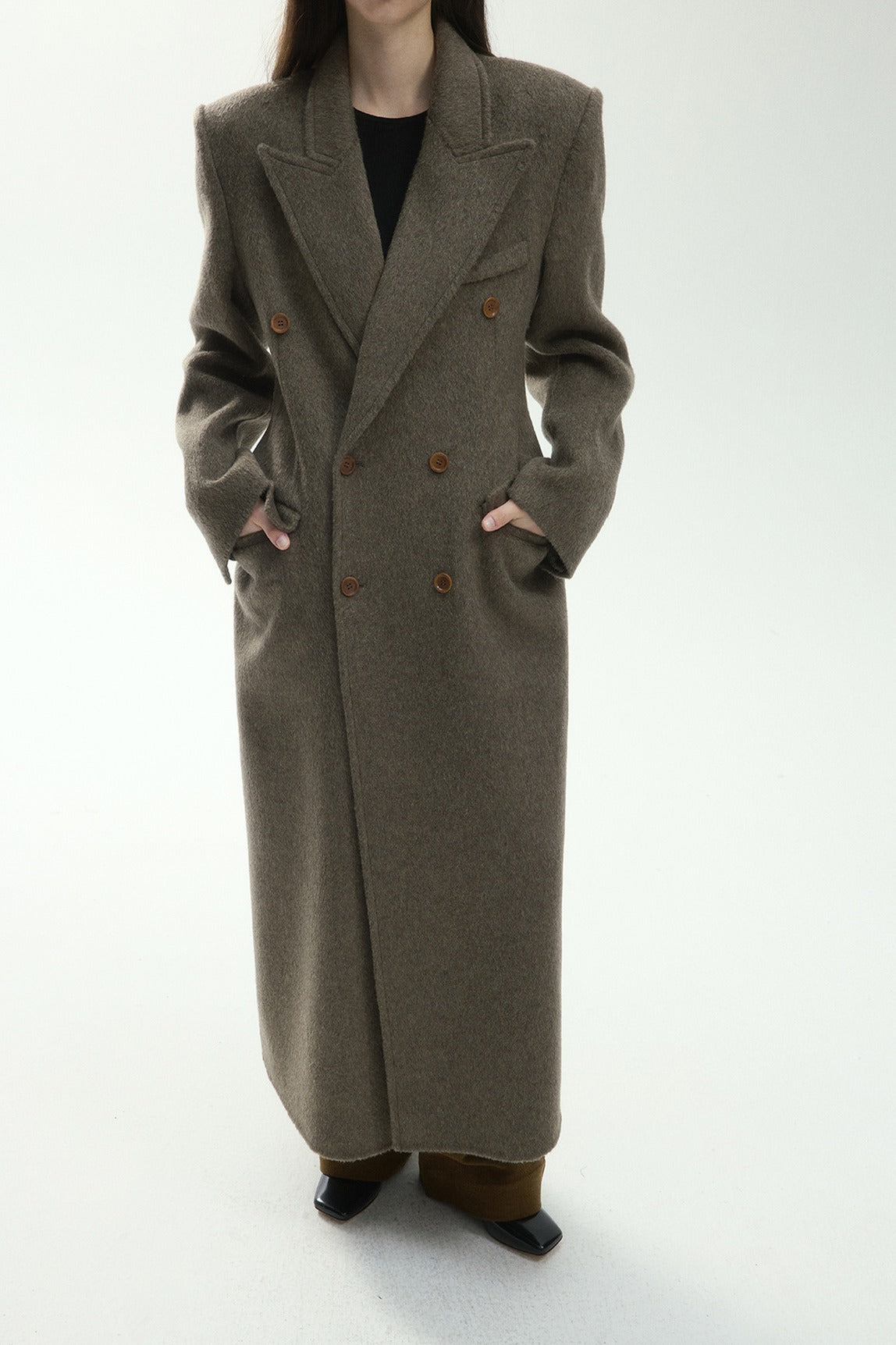 100% wool hourglass silhouette overcoat | 3 color