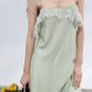 Lightweight lace trim raw-edge elegant dress with a belt | 3 color