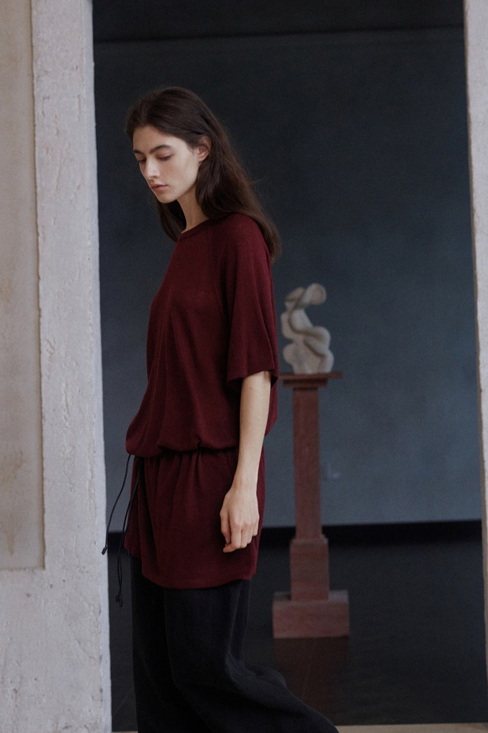 Wool blend relaxed fit raglan sleeves T-shirt | 3 color