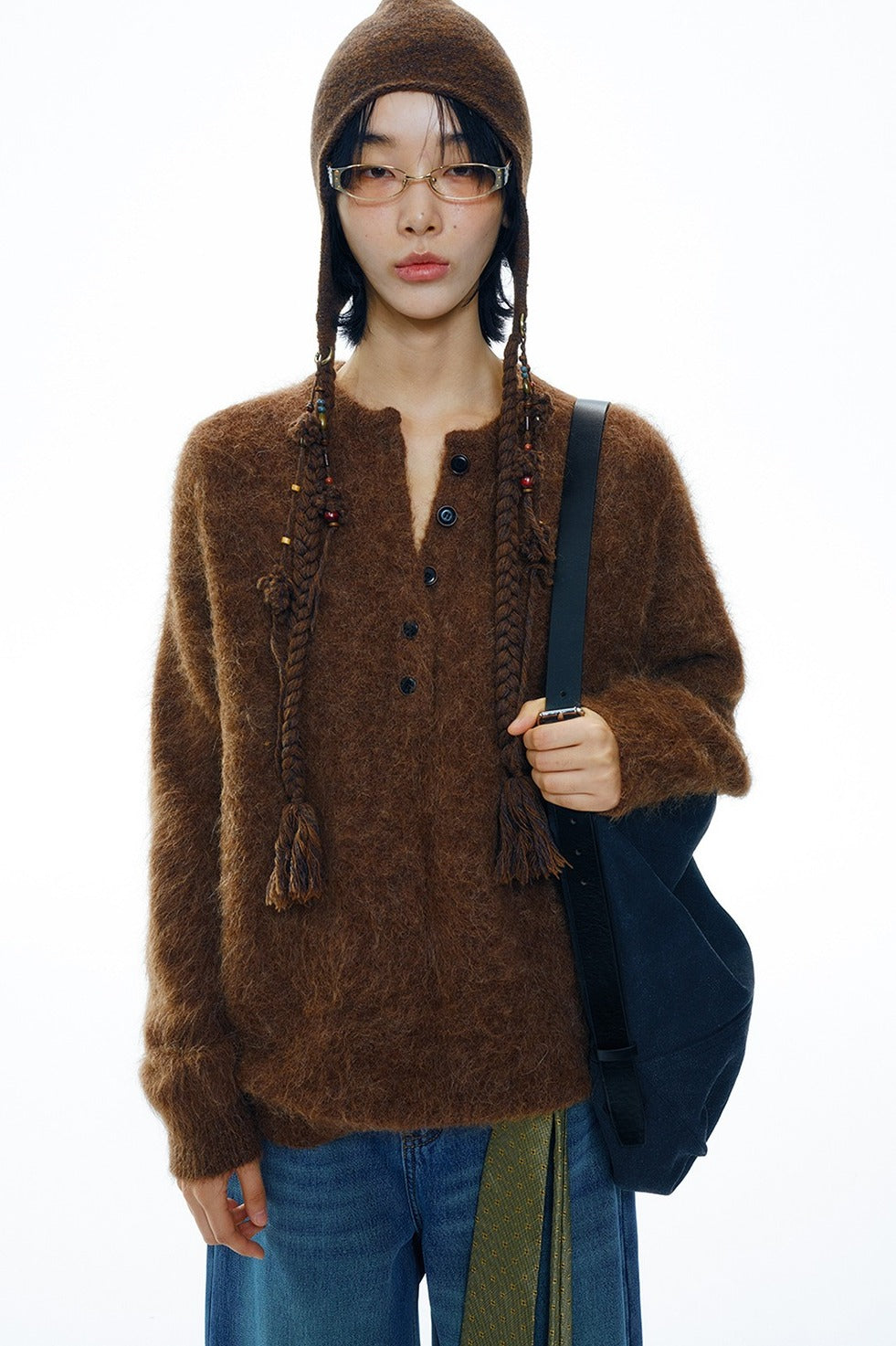 Alpaca blend henley pullover sweater | 5 color