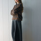 Alpaca blend striped long-hair polo sweater | 4 color