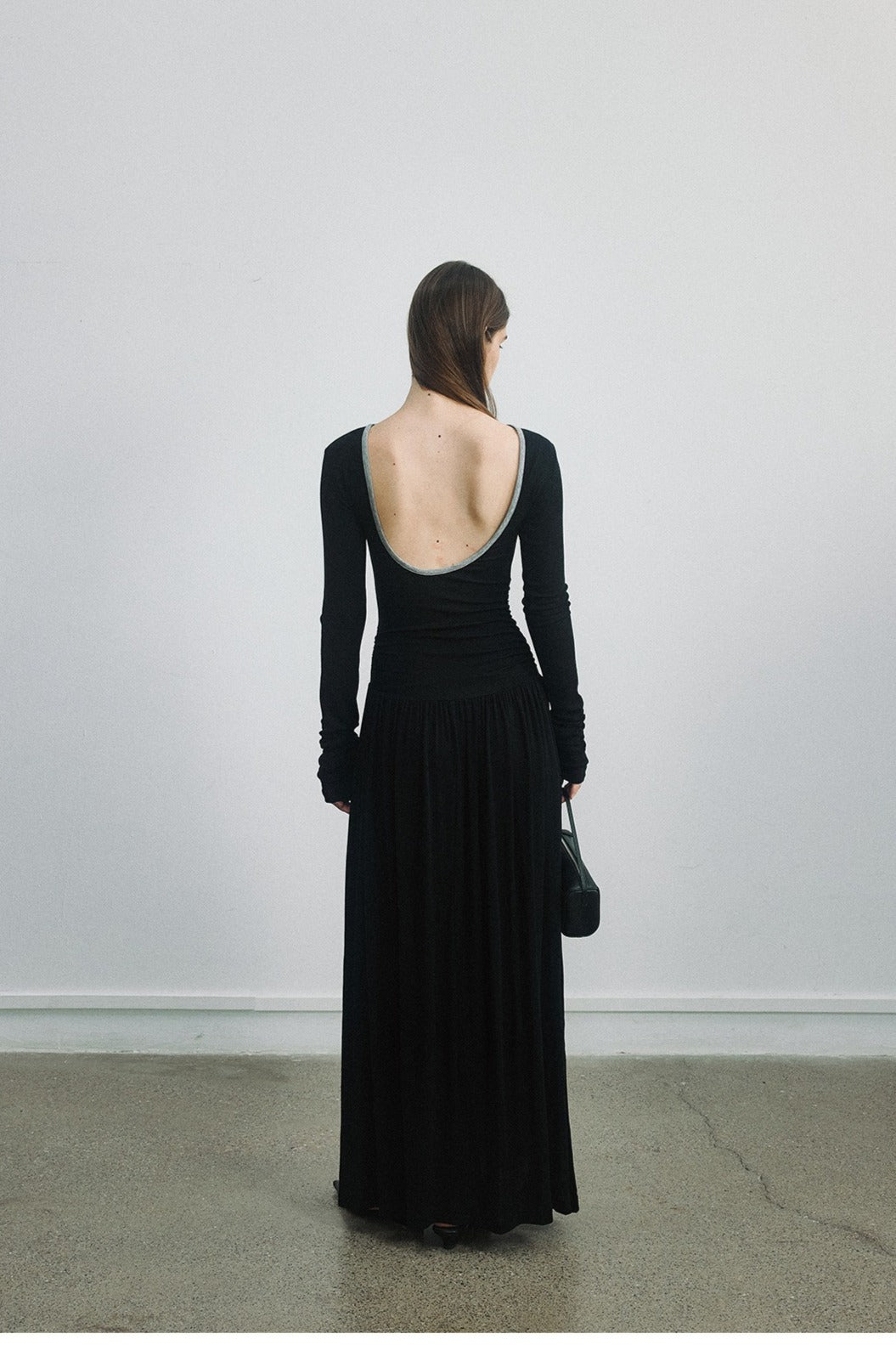 Stretch Tencel-wool open-back dress | 2 color