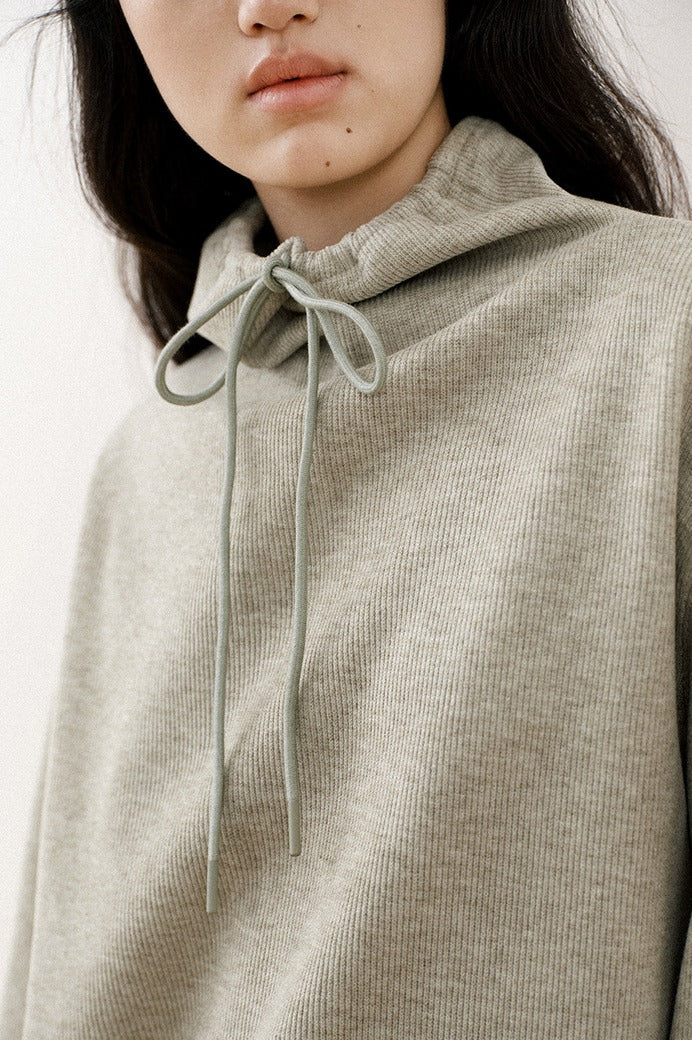 Minimalist high-collar fleece hoodie | 2 color