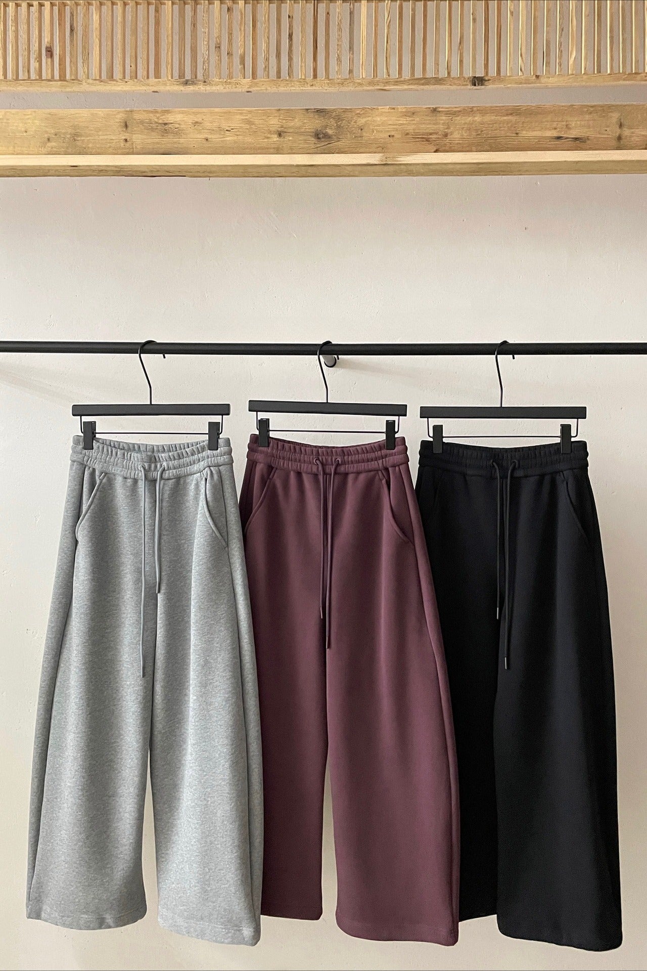 Cotton blend cocoon-shaped cozy fleece lining sweatpants | 3 color