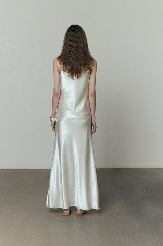 Liquid-sheen mermaid maxi skirt | 3 color