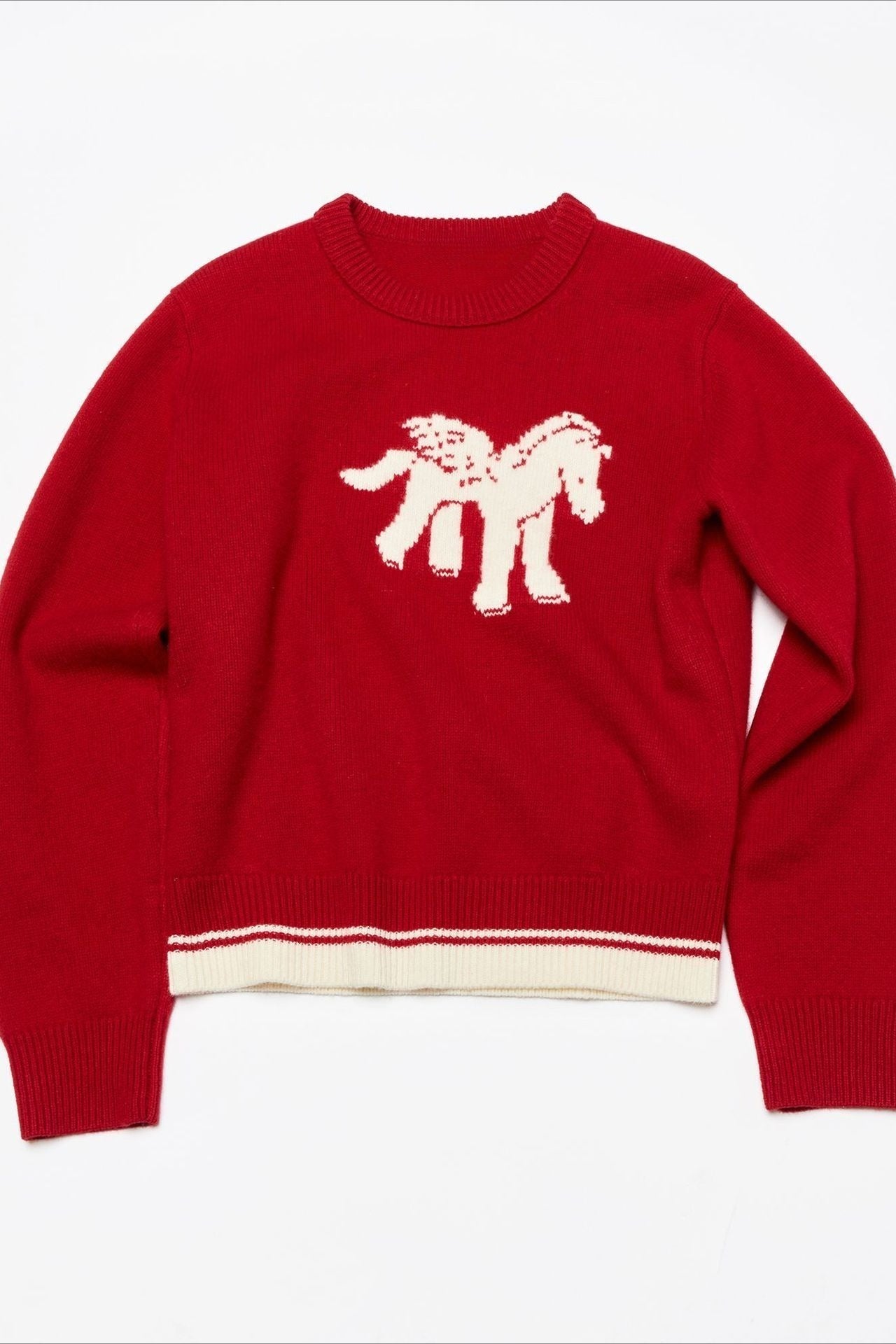 100% sheep wool horse pattern pullover sweater | 3 color