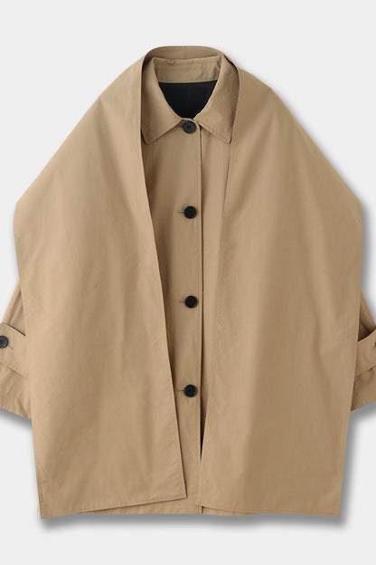 Cotton blend mid-length trench coat with a scarf | 2 color