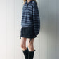 Alpaca blend striped long-hair polo sweater | 4 color