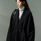 Wool riched big collar relaxed fit jacket with a belt | 3 color