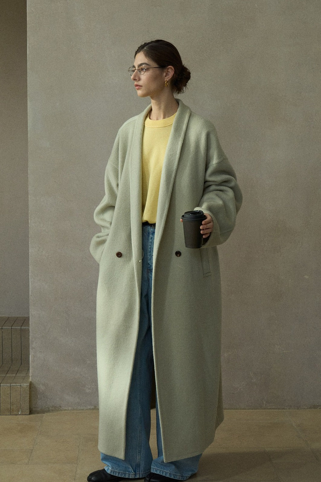 100% wool languid robe style double-faced overcoat | 5 color