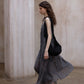 Irregular hem V-neck flowy dress | 2 color