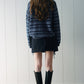 Alpaca blend striped long-hair polo sweater | 4 color
