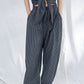 Lyocell blend loose fit stripped pants | 2 color