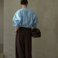 100% cotton contrast stitching loose shirt | 3 color