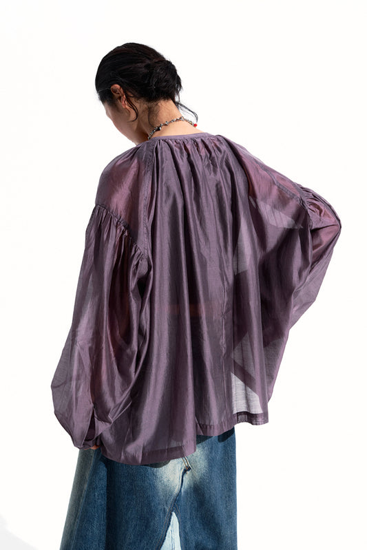 Lyocell blend lightweight sheer shirt | 2 color