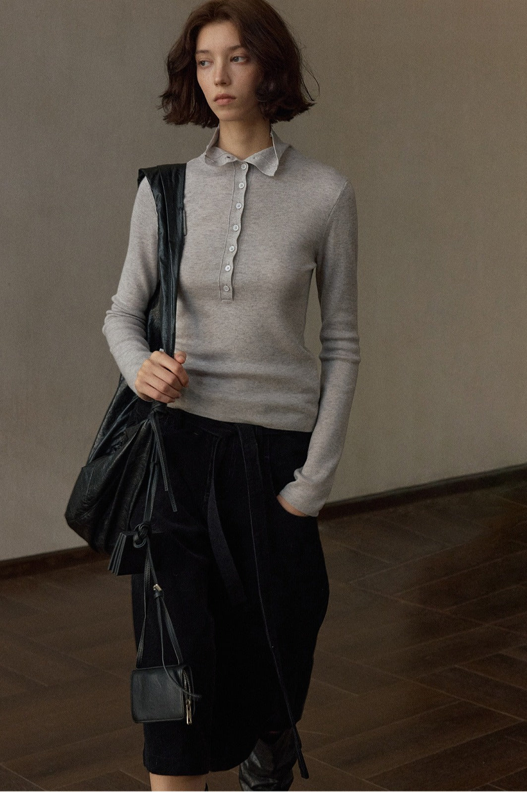 Slim wool blend knit top | 4 color