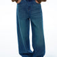 Cotton denim vintage-washed fleece-lined jeans | 2 color