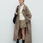 Cotton blend paper-like texture cocoon silhouette trench coat 2