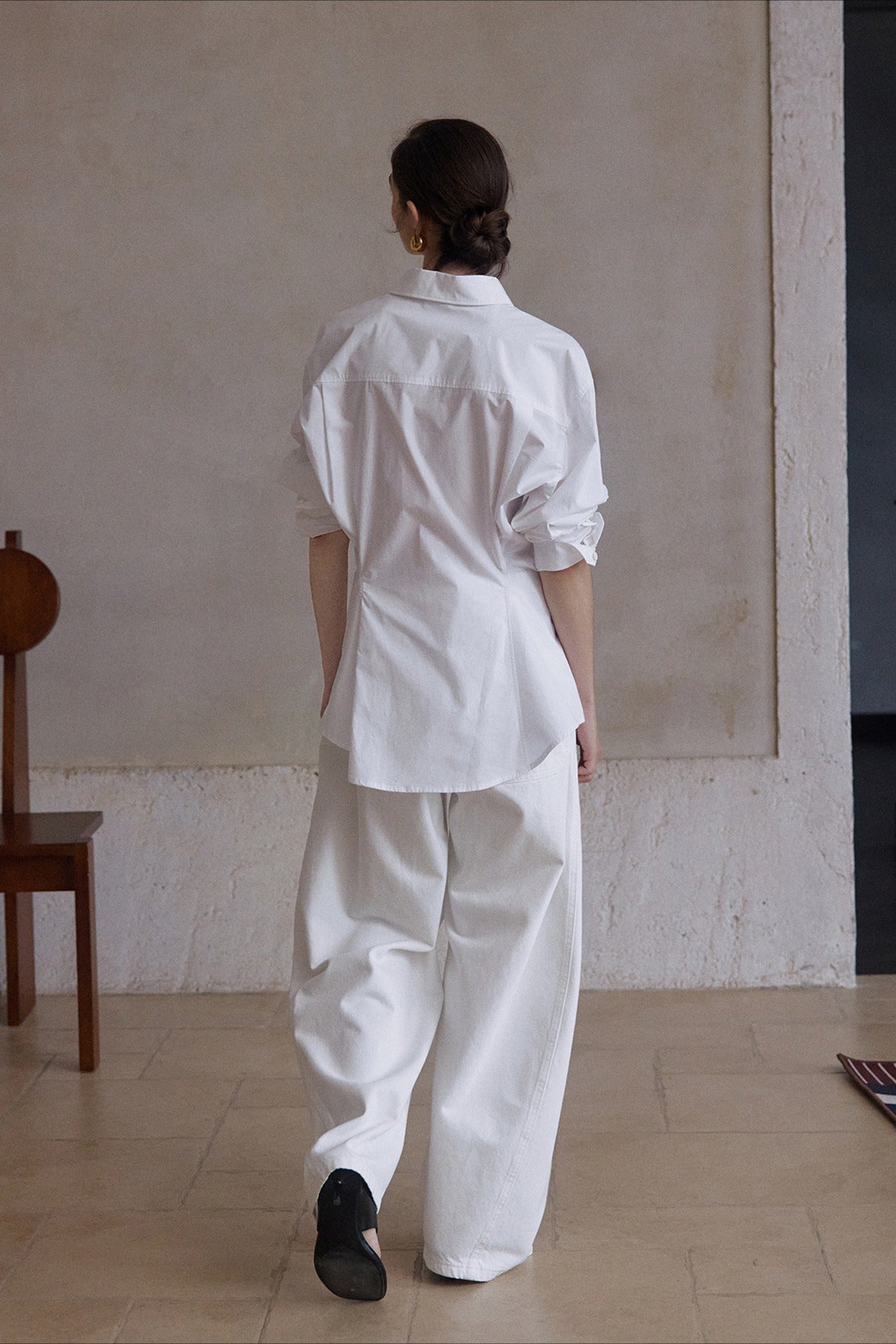 100% cotton gathered waist chic shirt | 3 color