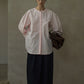 100% cotton contrast stitching loose shirt | 3 color