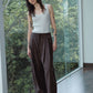 Cotton blend pleated waist casual wide leg pants | 3 color