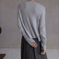 Wool containing fine ribbing V-neck cardigan | 3 color