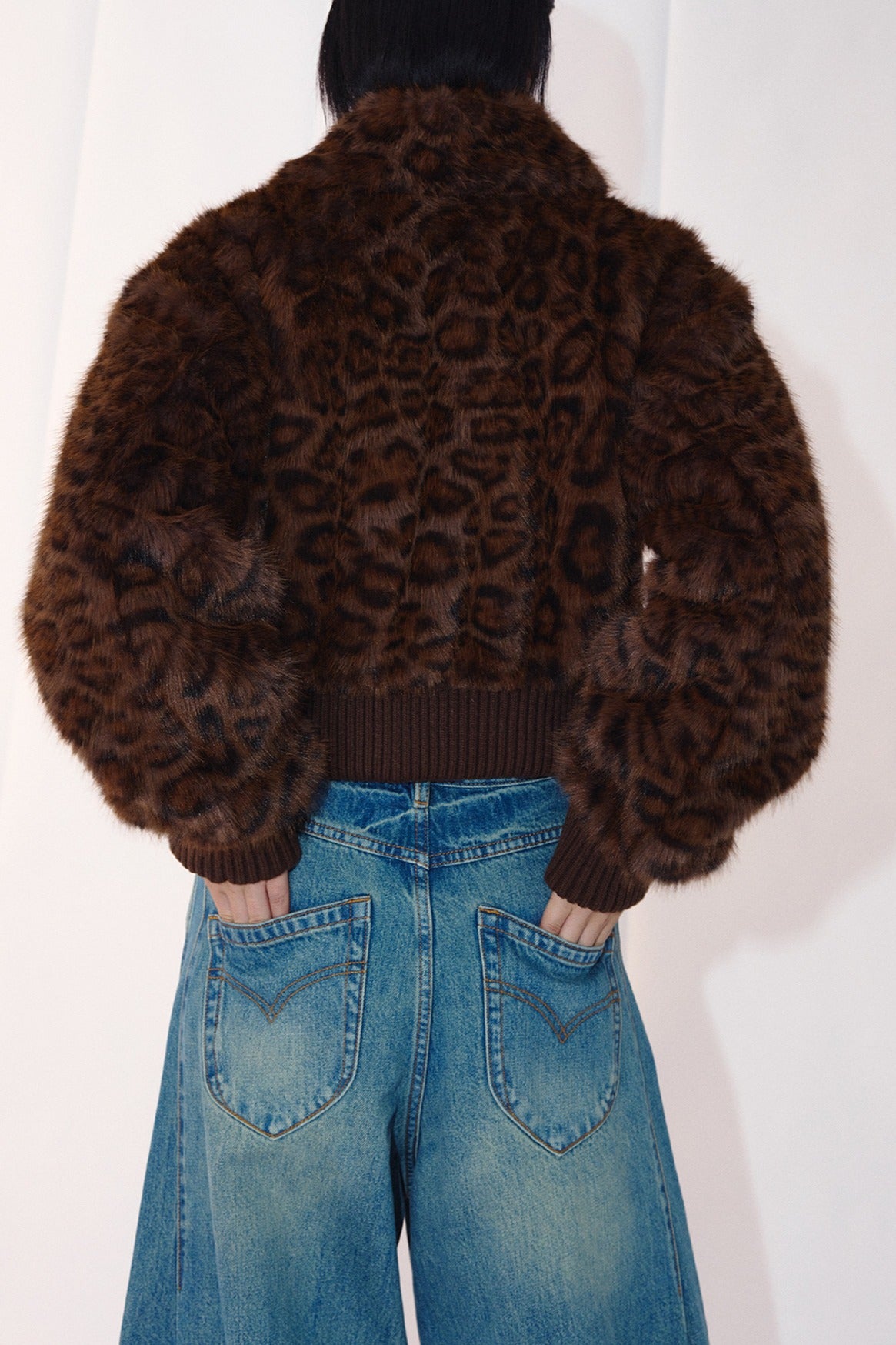 Faux fur print chic short jacket | 2 color