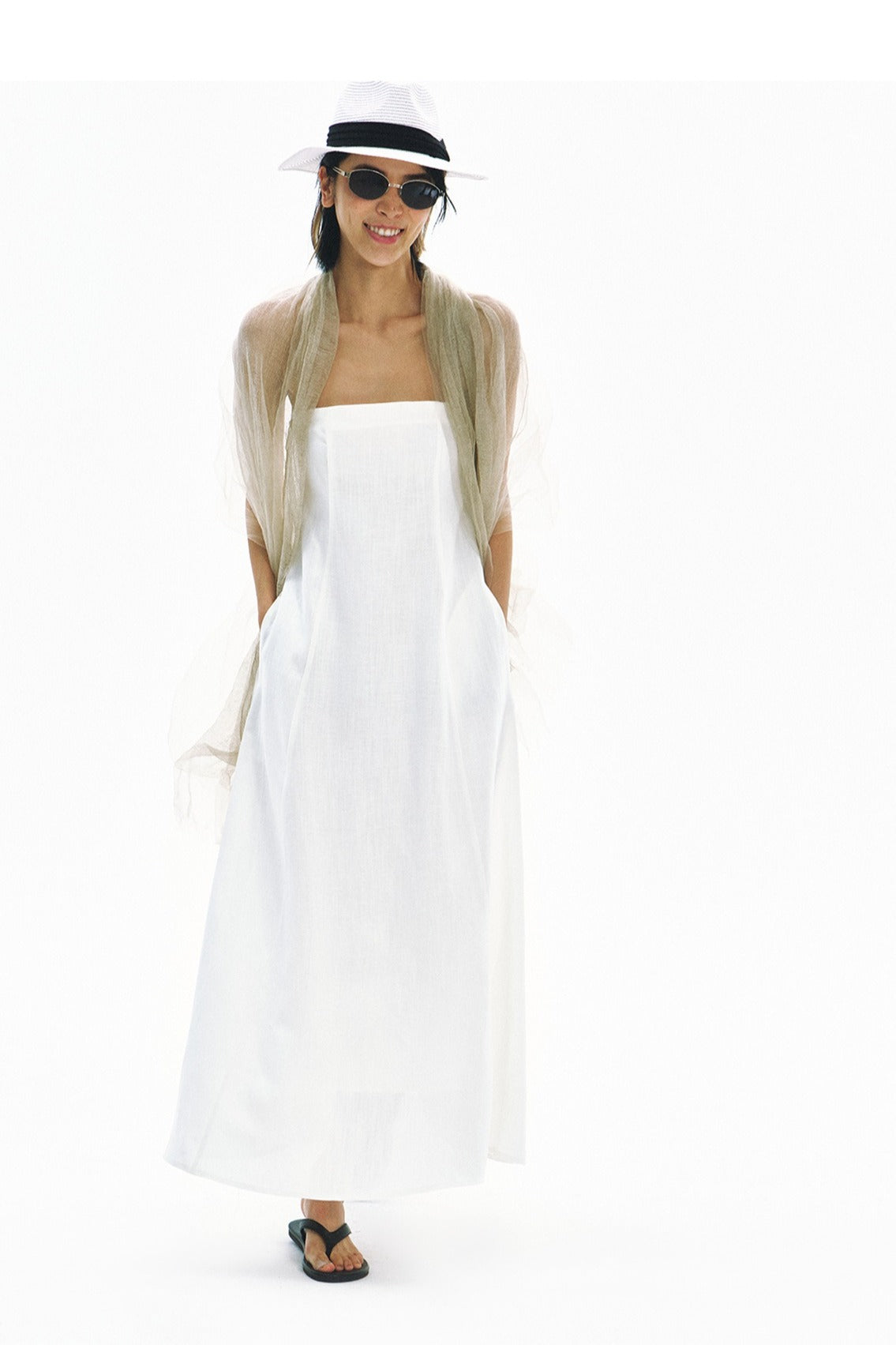 Strapless elastic back resort dress | 2 color