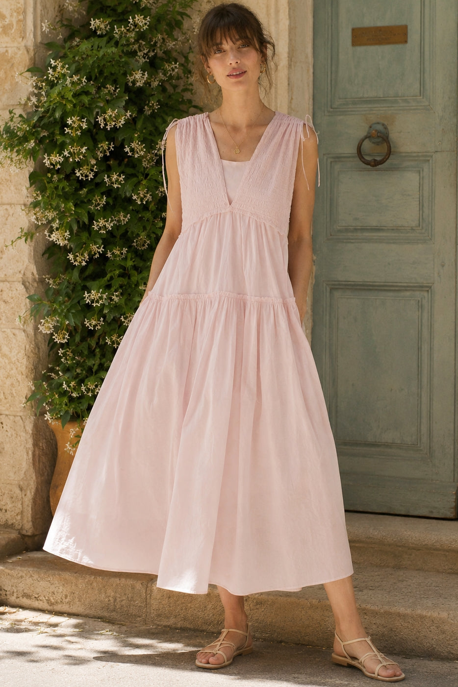 100% cotton sleeveless maxi dress | 2 color