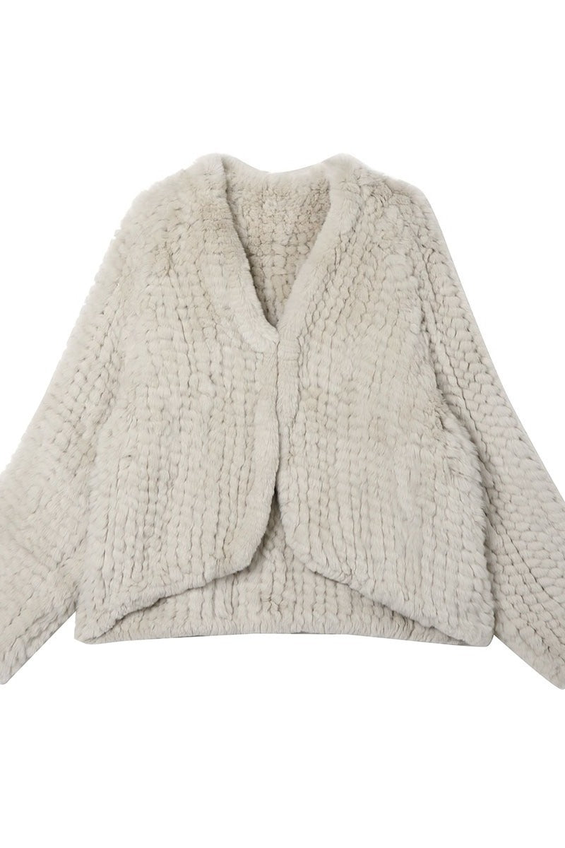 Chaqueta corta de peluche con estampado de conejo rex | 2 colores