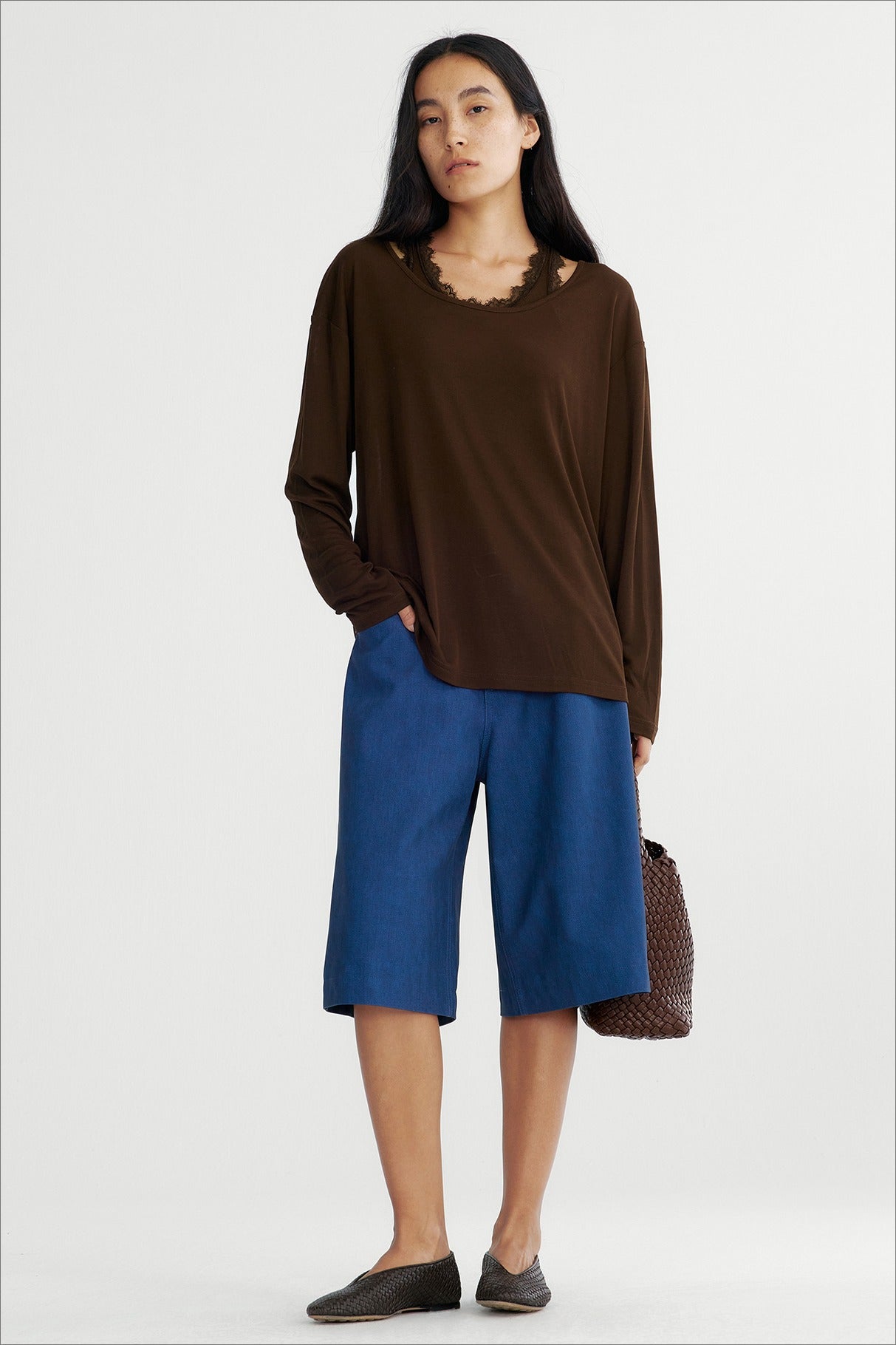 High elastic modal blend relaxed fit sling and t-shirt set | 3 color