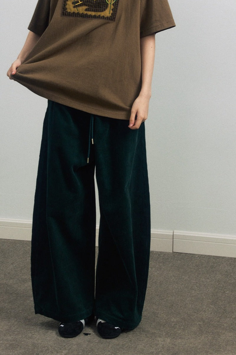 100% cotton wide-leg scythe-shape corduroy pants | 5 color