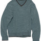 Wool blend contrasting stripes V-neck sweater | 4 color