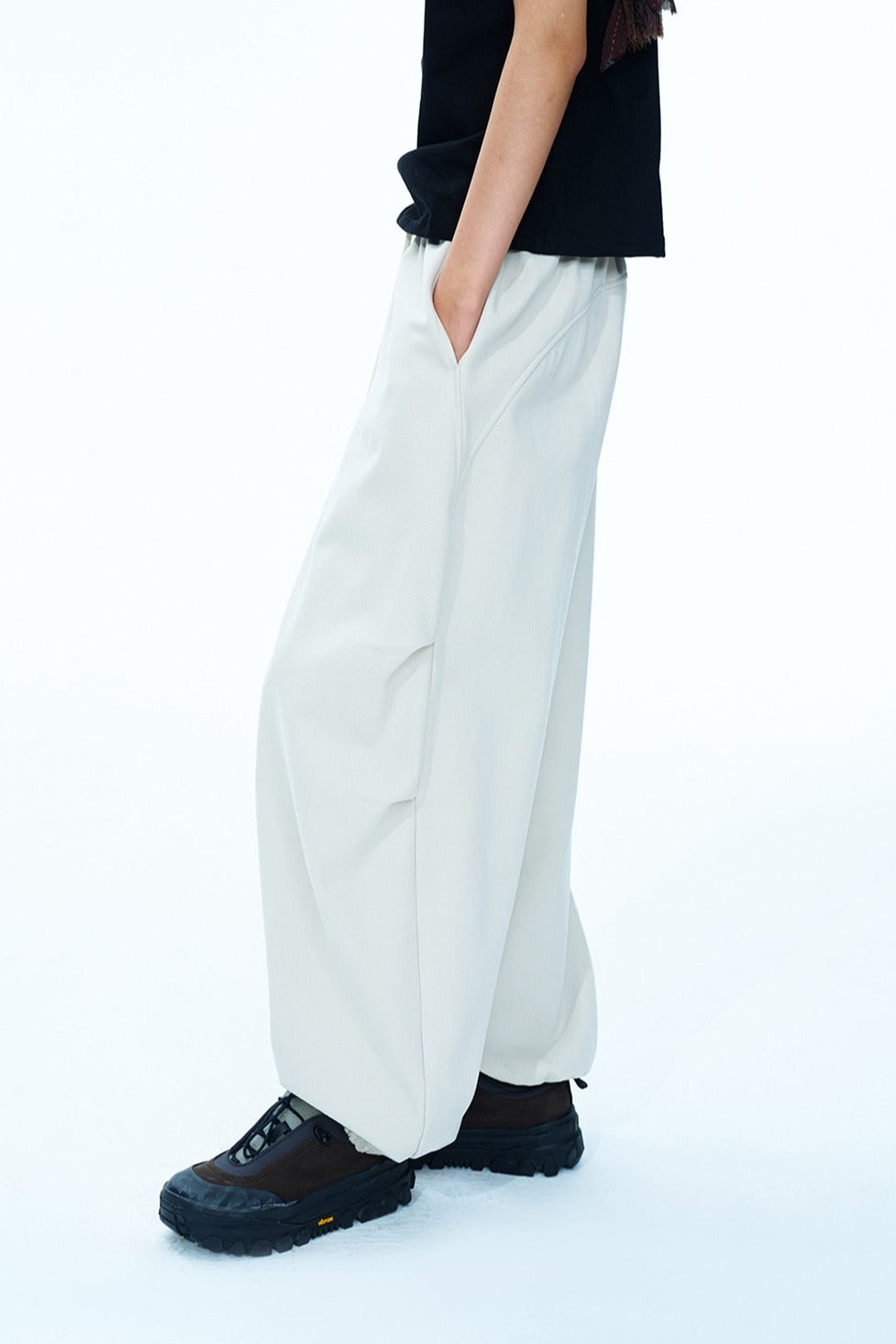 Cotton blend loose-fit fleece pants | 4 color